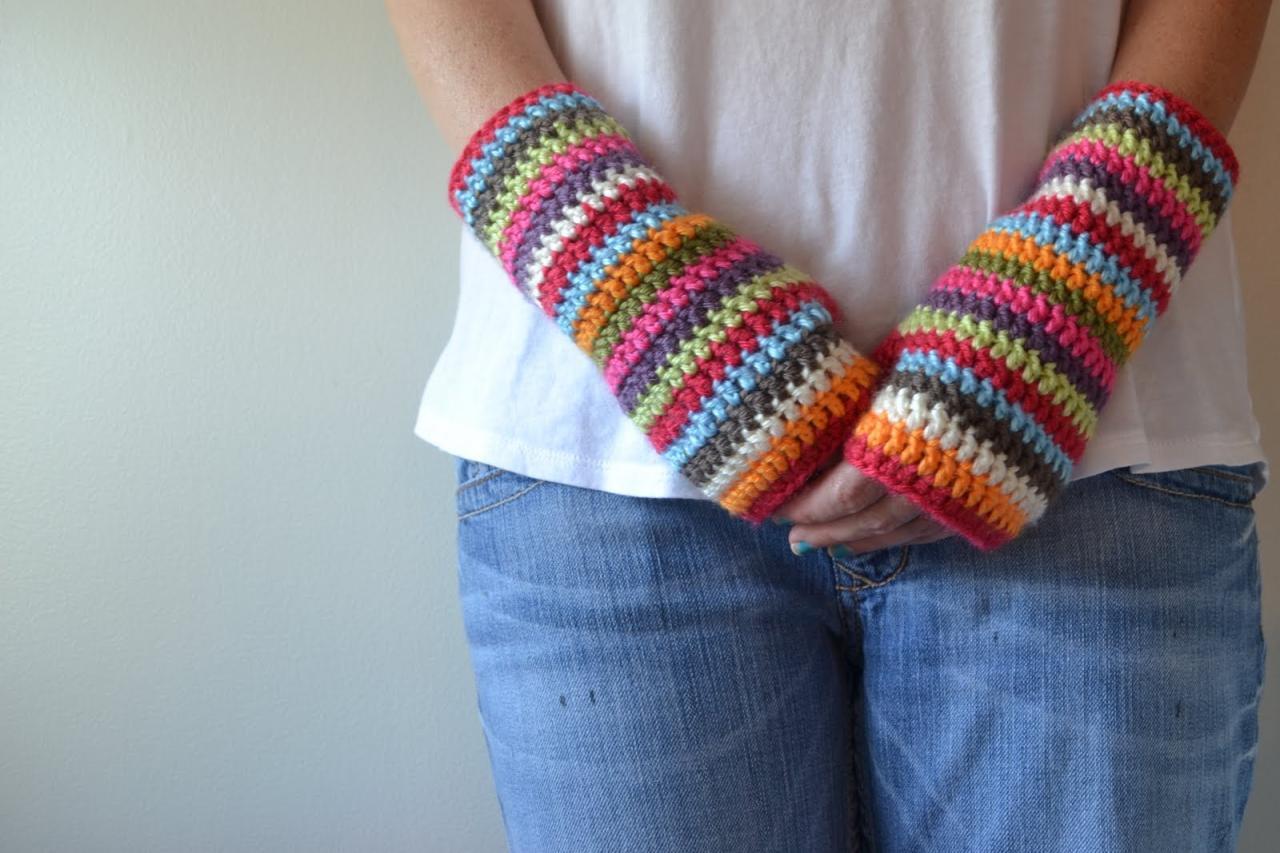 Crochet in Color: Colorful Stripey Fingerless Mitts Crochet in Color: Colorful Stripey Fingerless Mitts